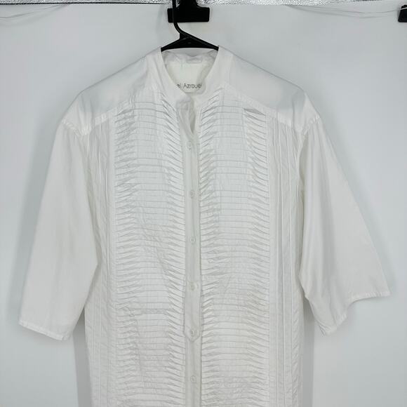 Yigal Azrouel Long Sleeve Button Up Top Womens 8 White Asian Style Minimalist - Picture 3 of 13